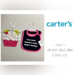 🆕CARTER’S - NWT - 2PC LOT - INFANT GIRLS BIBS